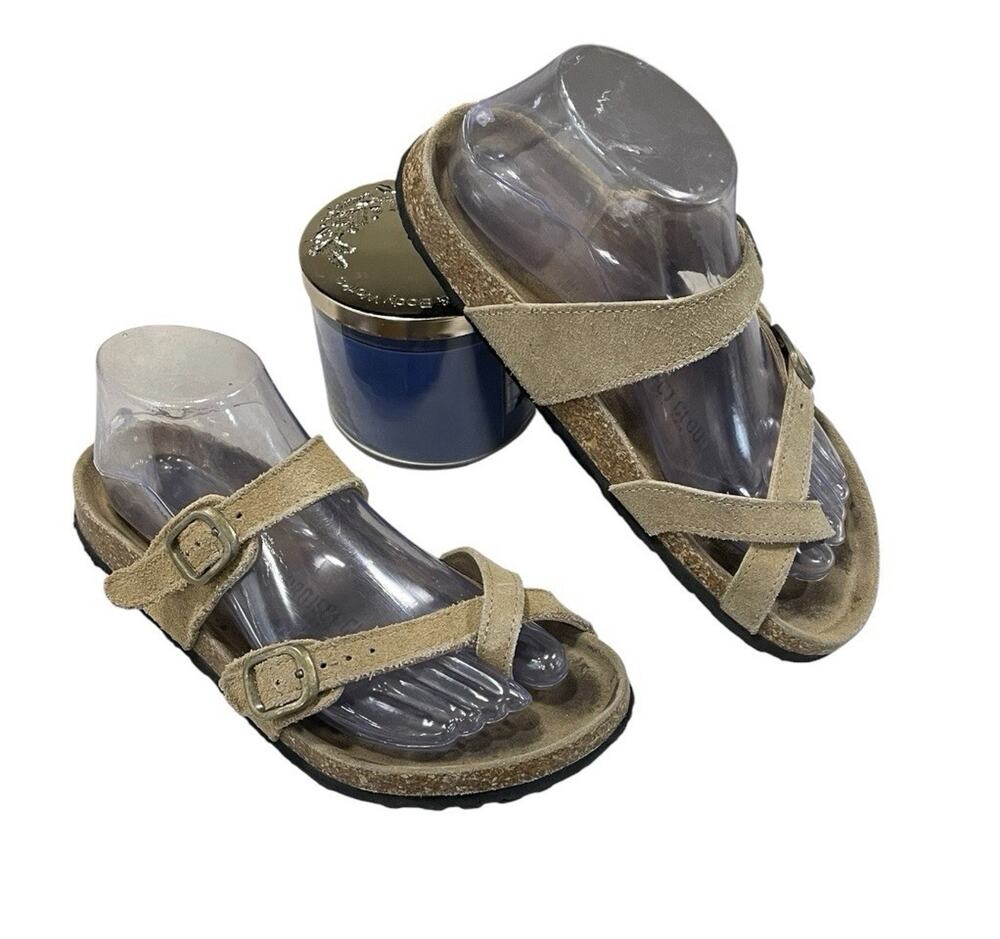 Project Cloud Genuine Suede/Leather Womens 7.5 Sandals Comfortable Cork Chestnut